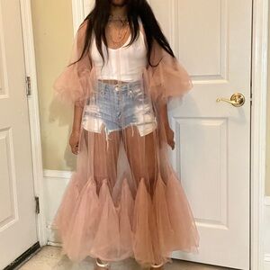 Anthropologie Mauve Sheer Maxi Dress